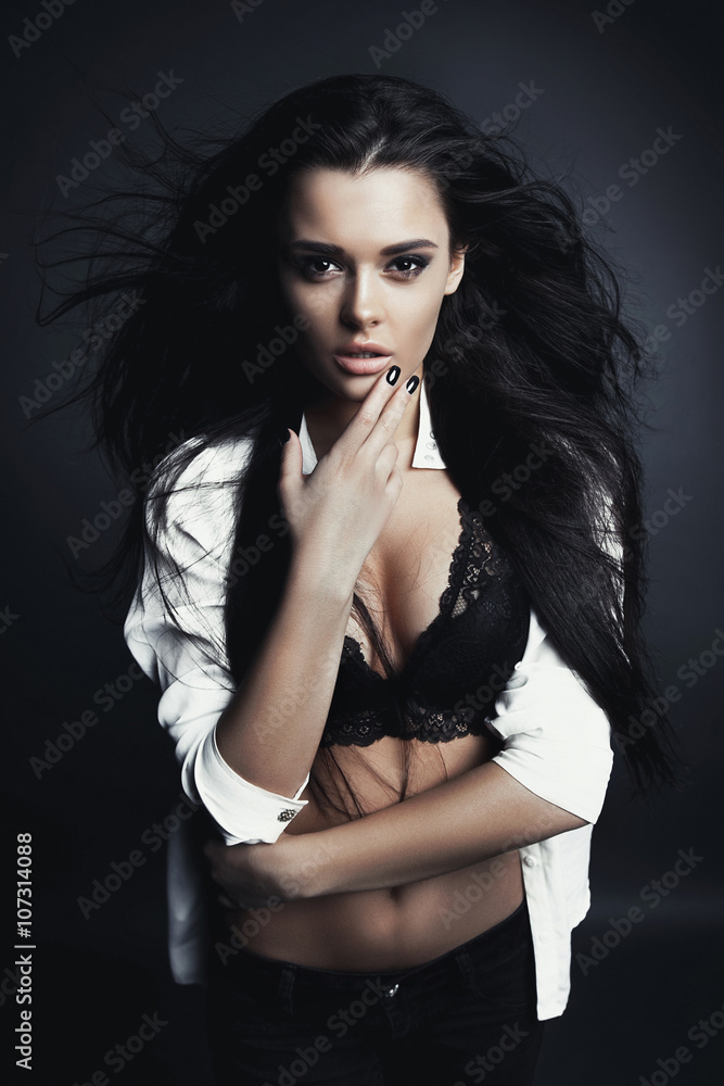 High Fashion Woman Posing. Casual Wear Style High Fashion Woman Posing. Casual Wear Style