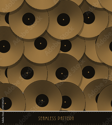 a vinyl records geometric seamless pattern in black and gold