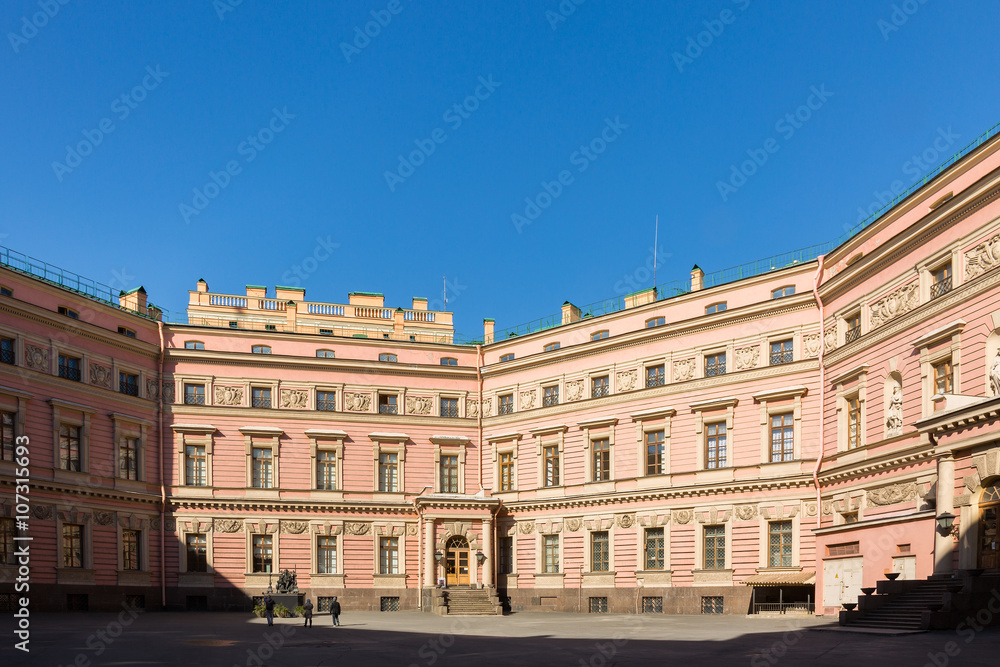 The part of courtyard in St.Petersburg, Russia.
 of the Mikhailovsky Castle 
