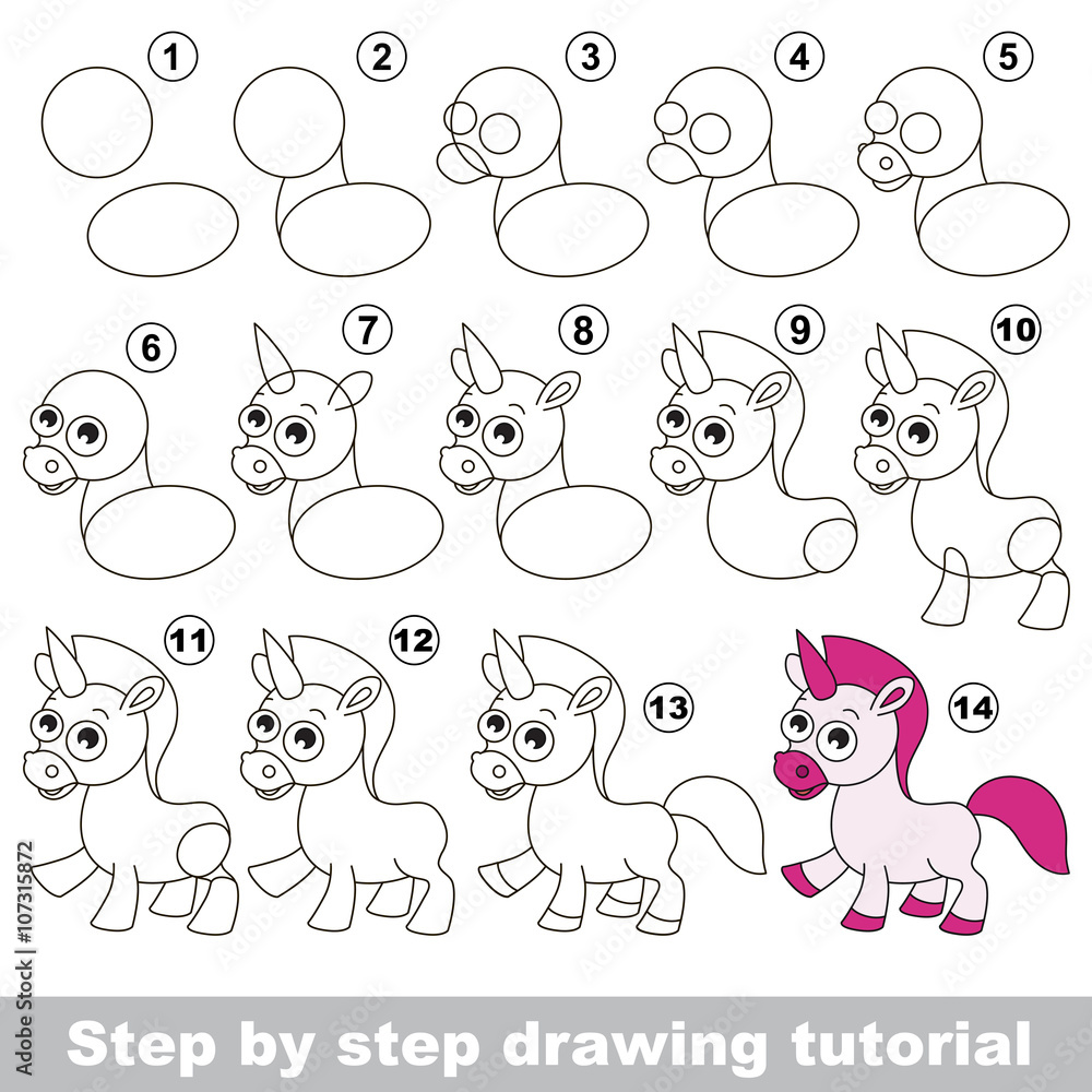 Unicorn. Drawing tutorial.