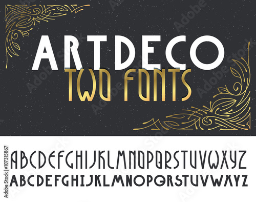 Two deco vintage poster typefaces, fonts.