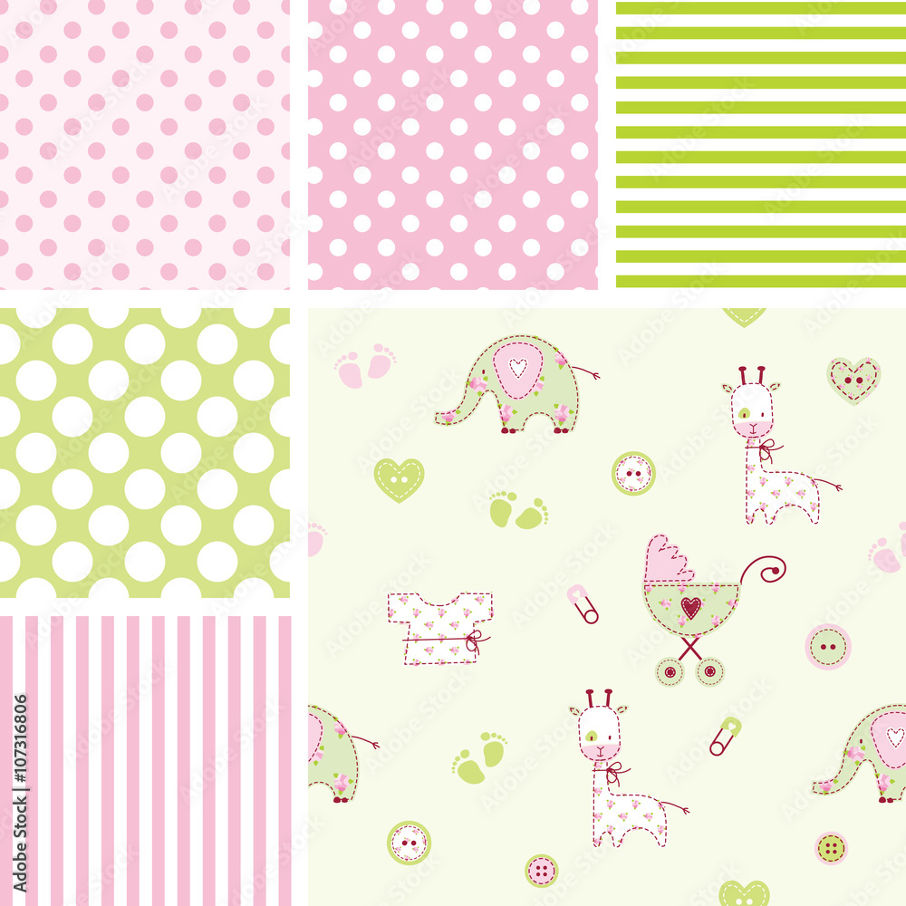 Set of baby shower patterns -swatches Set of baby shower patterns -swatches