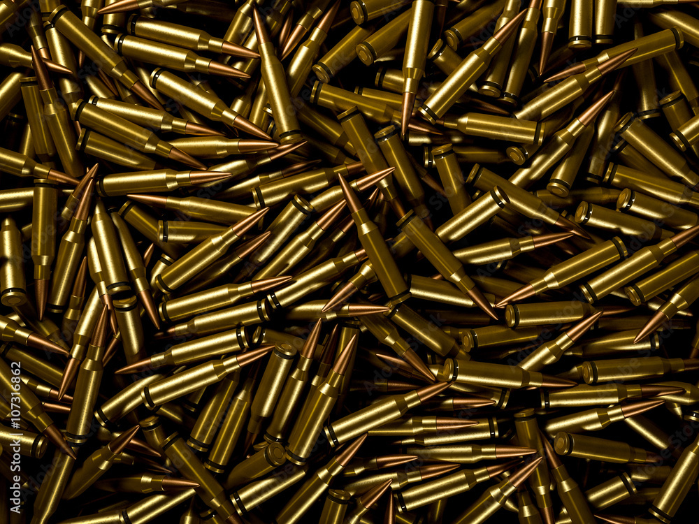 Background of pile of polished rifle bullets Background of pile of polished rifle bullets