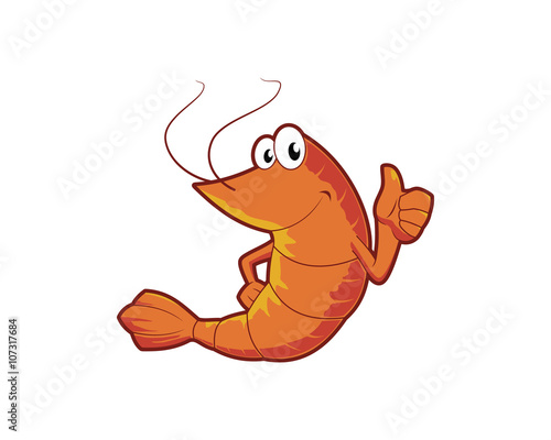 Cartoon shrimp with thumbs up hand sign