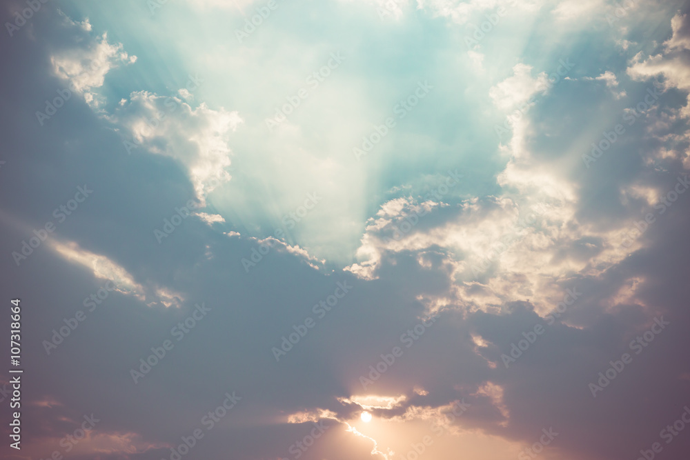 Fototapeta premium Sunlight with cloud on blue sky