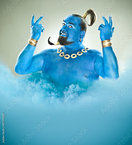 Obraz na płótnie genie of the lamp with smoke isolated on grey