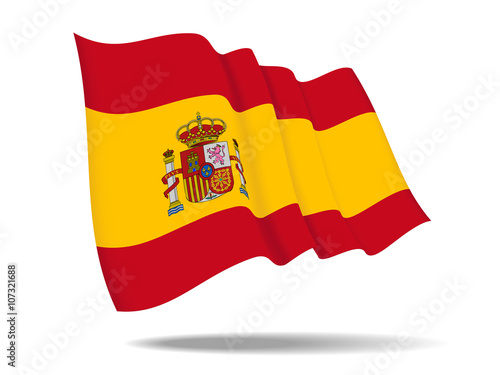 illustration spain flag waving Isolated on White Background,vector