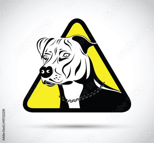 warning staffordshire terrier dog silhouette