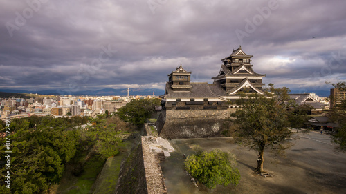 Elegant Kumamoto Castle, viewing from fortress, Japan photo
