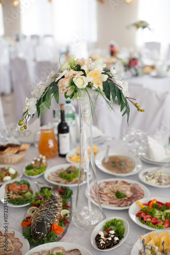 stylish luxury decorated tables for the celebration for a weddin