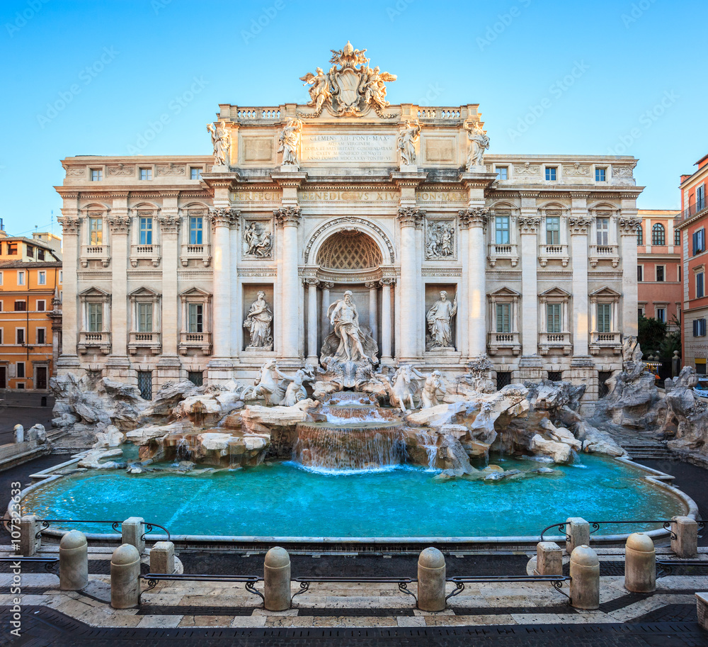 Trevi fountain at sunrise, Rome, Italy