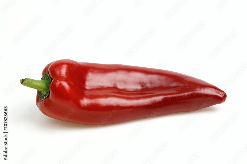 Pointy red pepper, on white background.