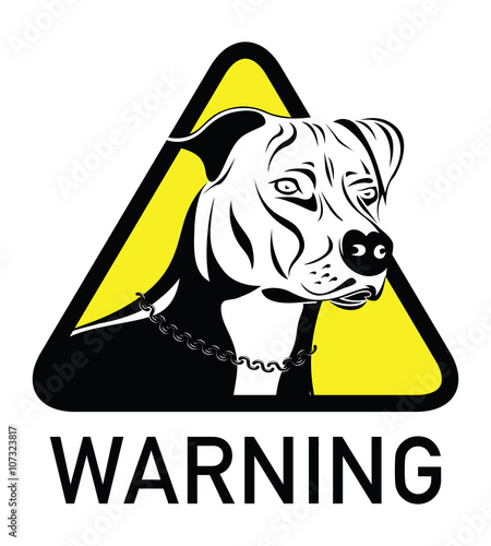 warning staffordshire terrier dog silhouette
