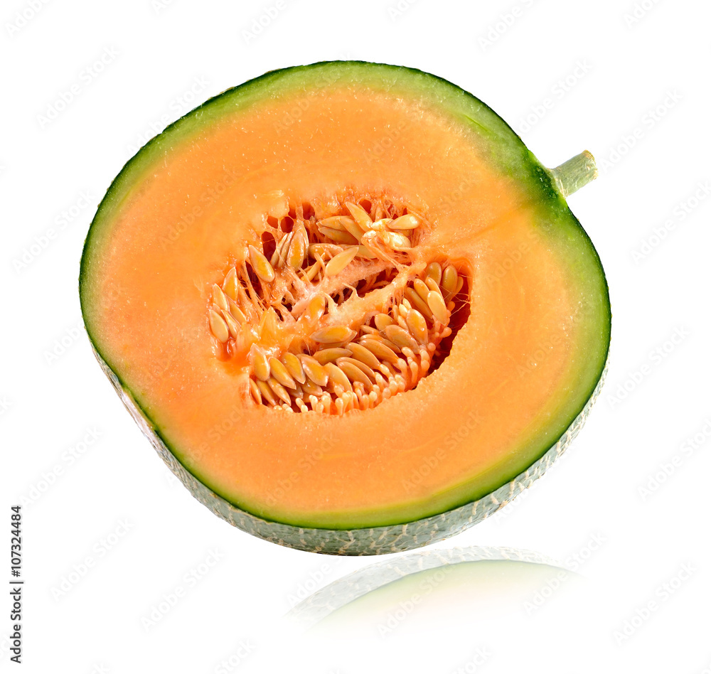 Ripe cantaloupe melon on white background Ripe cantaloupe melon on white background