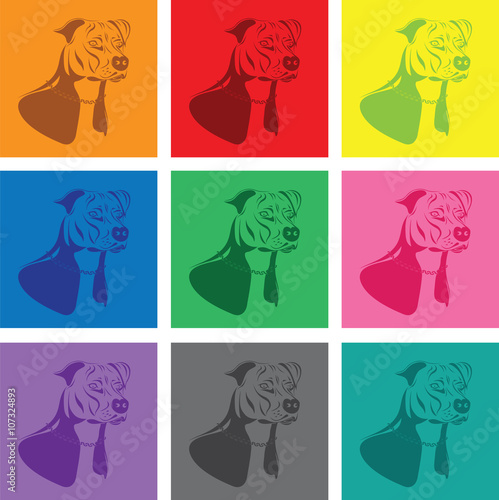 staffordshire terrier dog silhouette set