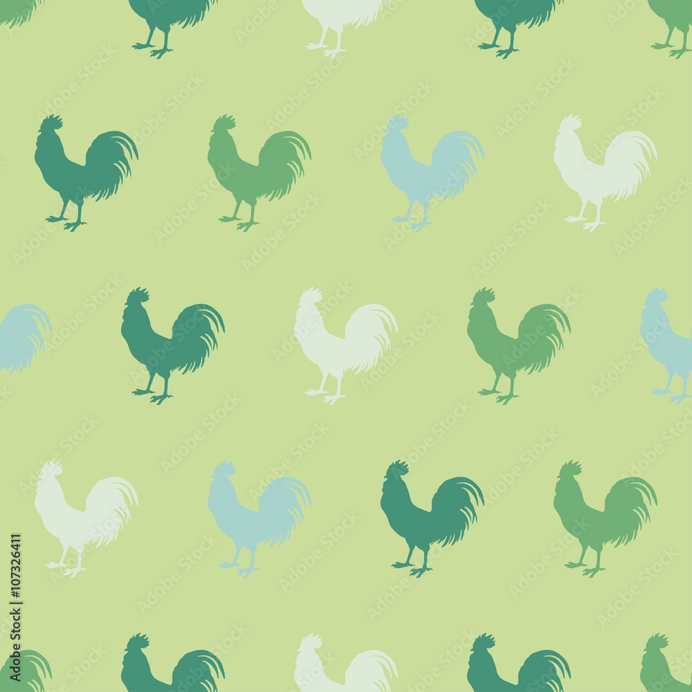 Obraz premium Seamless decorative vector background with cocks. Print. Cloth design, wallpaper.