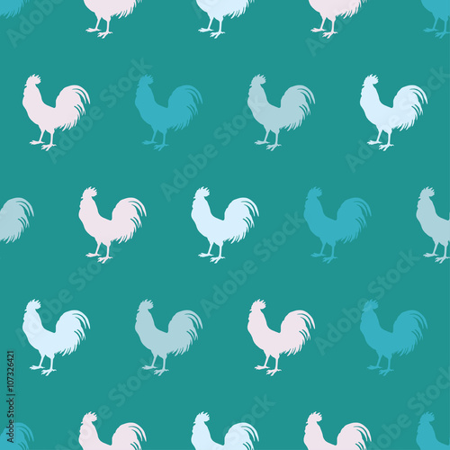 Seamless decorative vector background with cocks. Print. Cloth design  wallpaper.