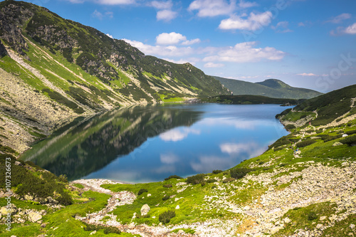 Beautiful landscape of Black Pond Gasienicowy in Tatra Mountains