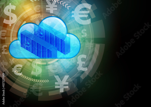 FinTech (financial technology) and cloud computing, foreign exchange, abstract image visual