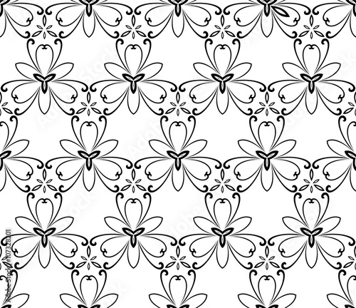 Floral black and white ornament. Seamless abstract background with fine pattern © Fine Art Studio