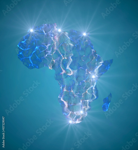 Mappa dell Africa con citt   principali segnate con una luce