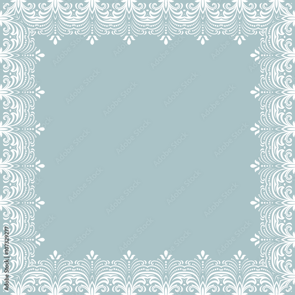 Classic white frame with arabesques and orient elements. Abstract fine ornament Classic white frame with arabesques and orient elements. Abstract fine ornament