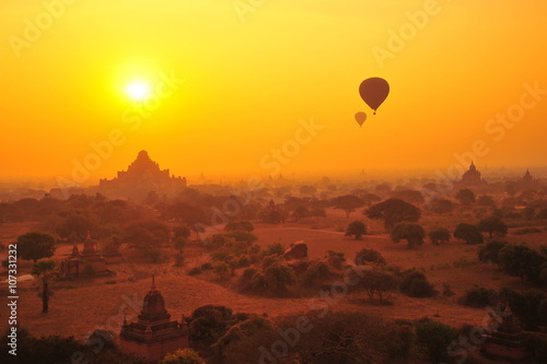 Old Pagodas in Bagan  Myanmar at Sunrise View Point