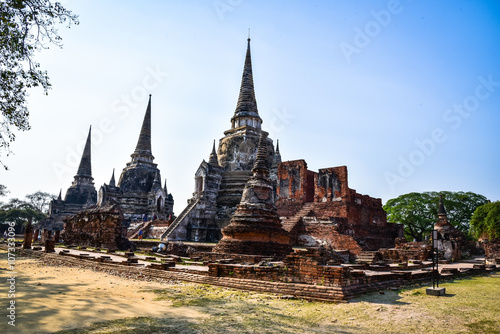 Ancient wall of Wat Phra Sri Sanphet the world heritage site in ayutthaya, Thailand