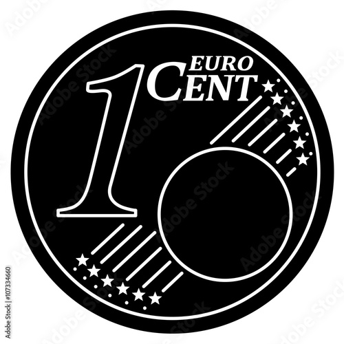 1 Cent-Stück / schwarz-weiß, Vektor, freigestellt