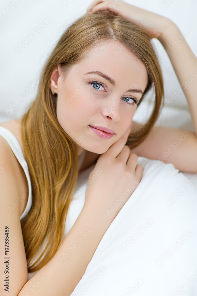 Beautiful woman in a morning bed Beautiful woman in a morning bed