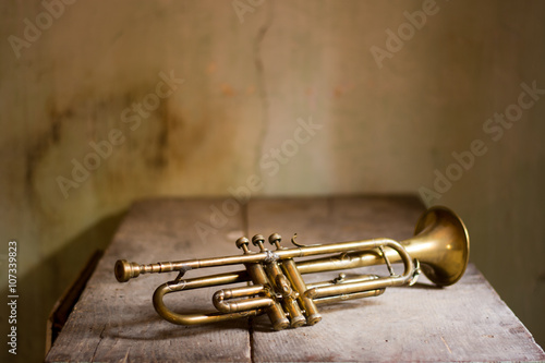 An old jazz trumpet now alone photo