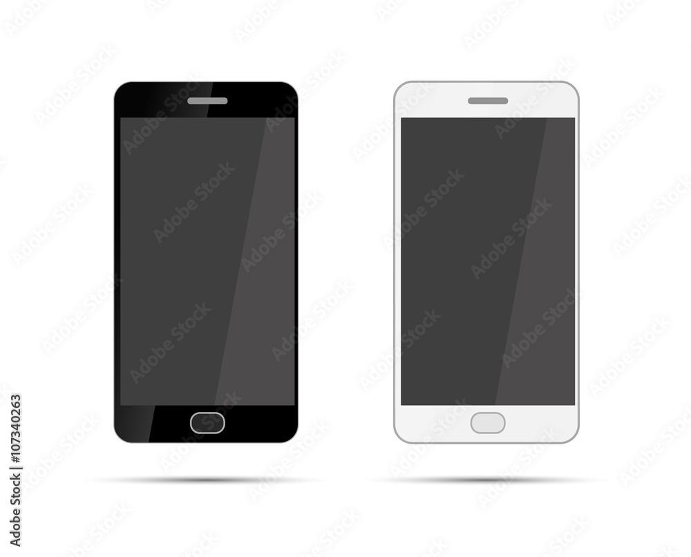 Mobile smartphones mock-up in black and white colors Mobile smartphones mock-up in black and white colors