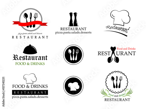 Restaurant Labels Set-Isolated On White Background-Vector Illustration,Graphic Design.Collection Of Restaurant, Bistro And Bar Icons