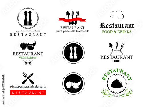 Restaurant Labels Set-Isolated On White Background-Vector Illustration,Graphic Design.Collection Of Restaurant, Bistro And Bar Icons