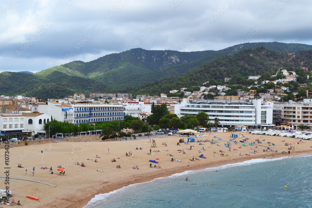 urban beach in the town of Tossa de Mar in Spain