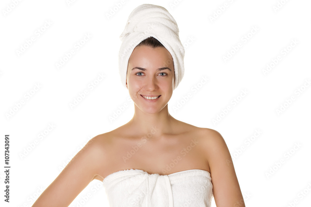 Portrait of a bared beautiful woman getting ready for the spa tr Portrait of a bared beautiful woman getting ready for the spa tr