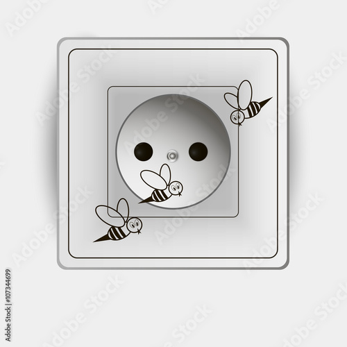Template socket and switch creative design with funny bee vector