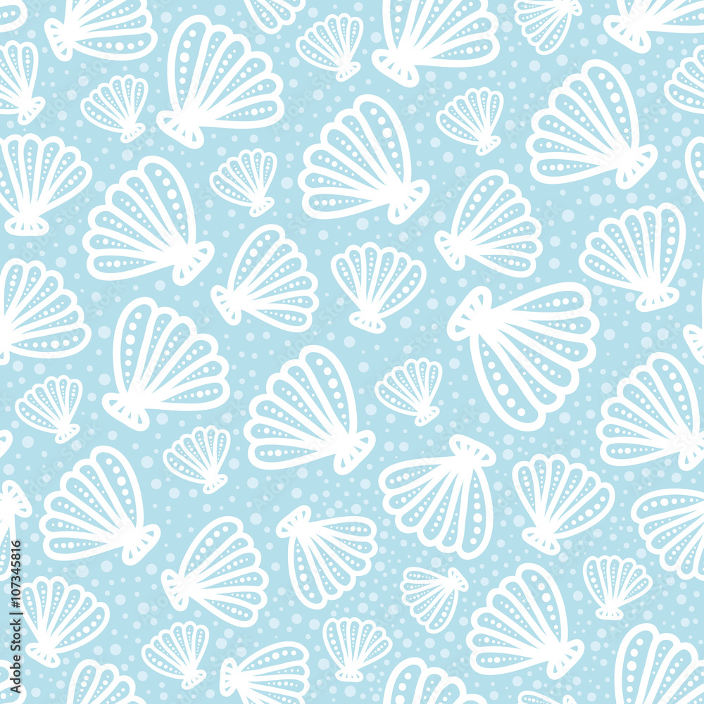 Shell seamless pattern on spotted background. Good for children's stuff ...