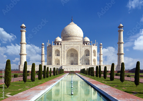 Taj mahal, Agra, India - monument of love in blue sky