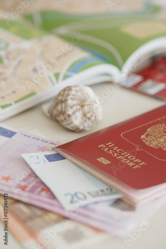 Российский заграничный паспорт и купюры евро