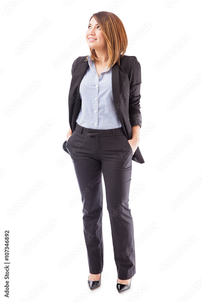 Businesswoman looking towards copy space Businesswoman looking towards copy space