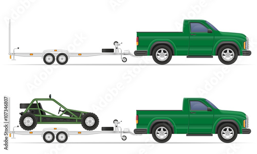 car pickup with trailer vector illustration