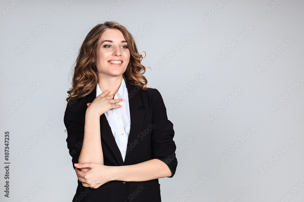 The young woman's portrait with happy emotions The young woman's portrait with happy emotions
