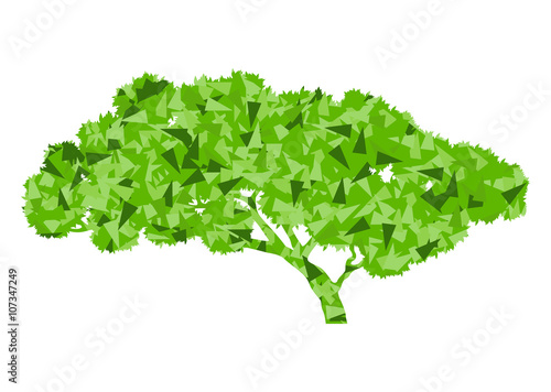 Tree stylized green spring and summer eco symbol concept made of