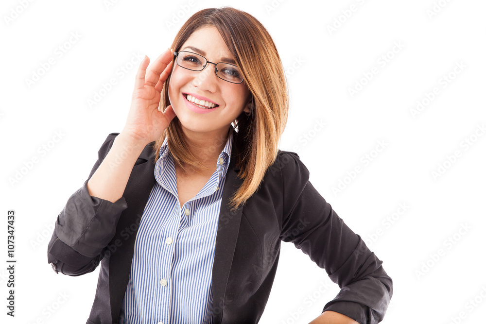 Pretty businesswoman with glasses Pretty businesswoman with glasses