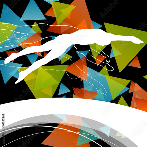 Swimming people fit and active healthy silhouettes isolated spor