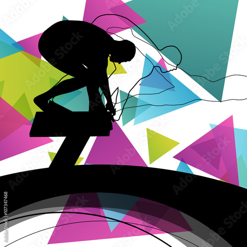Swimming people fit and active healthy silhouettes isolated spor