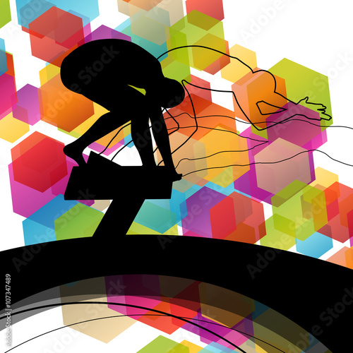 Swimming people fit and active healthy silhouettes isolated spor