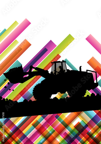 Excavator bulldozer industrial land digging machinery silhouette