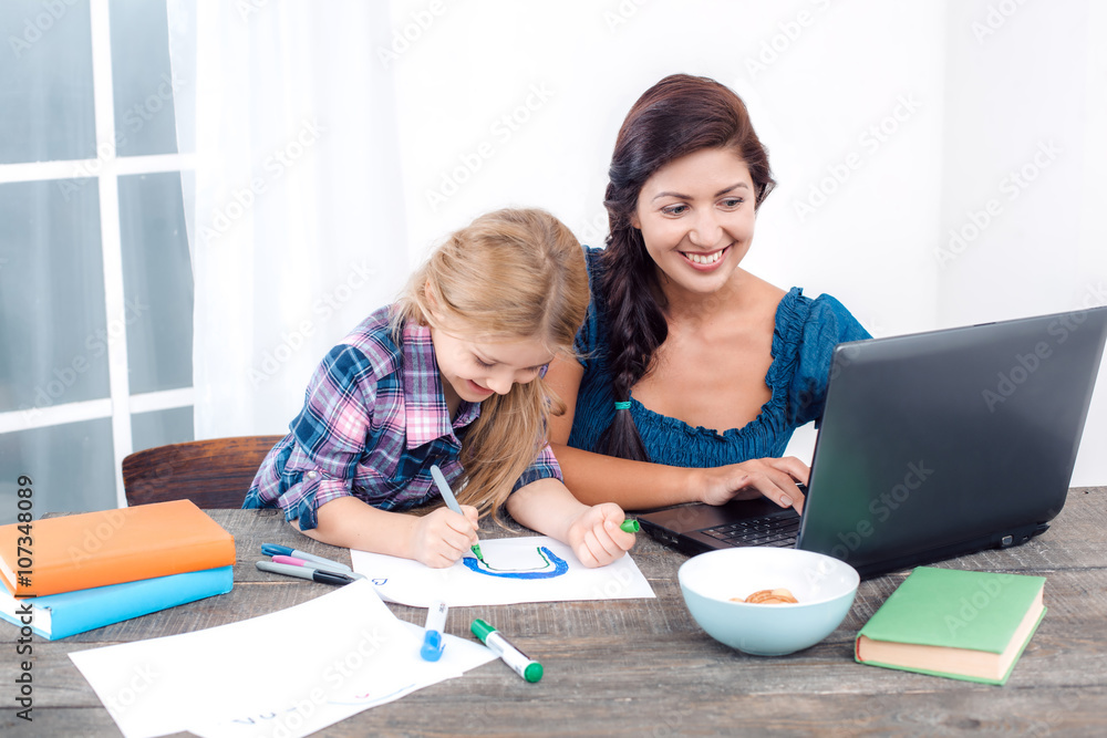 Happy mother and daughter at home Happy mother and daughter at home